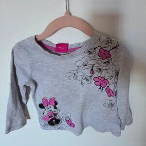 Disney Minnie Mouse Girls Long Sleeve Top - Size 3 - Grey Cherry Blossom